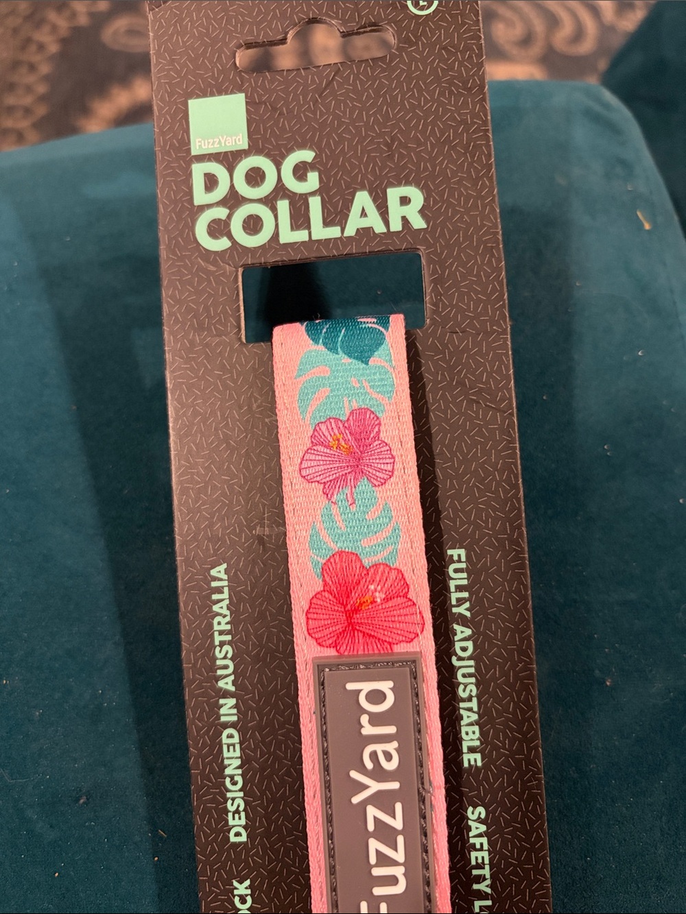 Pink Floral Hibiscus Dog Collar Fuzzyard